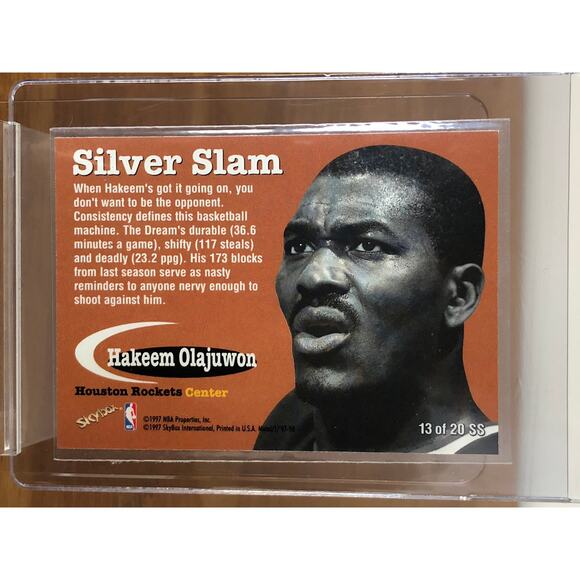 1997 Metal Universe Silver Slam #13SS Hakeem Olajuwon PSA 8 Houston Rockets - Picture 6 of 6